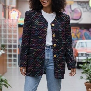 Multicolored rainbow vintage 80's coat jacket long blazer rare